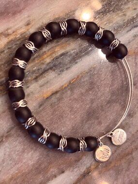 Alex + Ani Black Beaded Wire Accent Bracelet